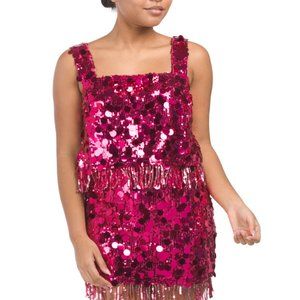 DAY + MOON Pink Disco Sequin Top